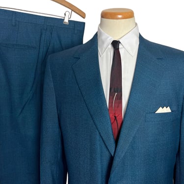 Vintage 1960s/1970s PENNEYS TOWNCRAFT 2pc SHARKSKIN Suit ~ size 42 to 44 Long ~ Sack Jacket / Pants ~ Rockabilly / Mod ~ Preppy / Ivy / Trad 