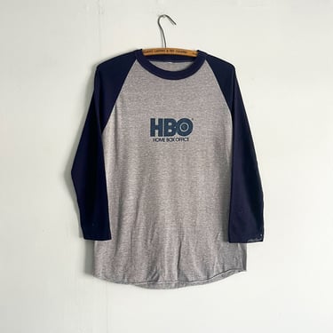 Vintage 70s 80s HBO Home Box Office Raglan Sleeve T Shirt Rare Size L 