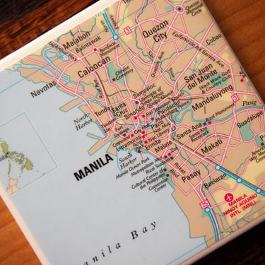 2016 Manila Philippines Map Coaster. Manila Map. Coasters Philippines Gift. Filipino Decor. Asia Travel Gift. Southeast Asia Map. Philippine 