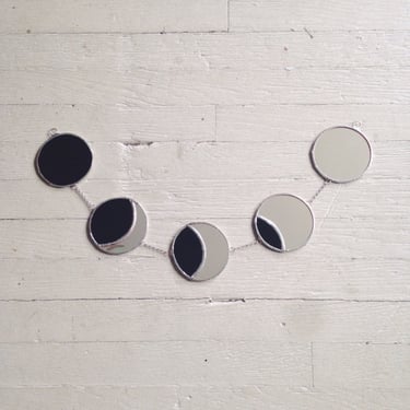 Lunar Eclipse Garland - stained glass moon phase - celestial - mirror moon - glass moon - eco friendly 