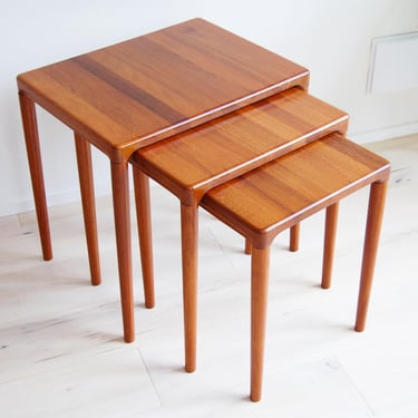 Danish Modern Solid Teak Nesting Tables Toften Mobelfabrikken Made in Denmark 