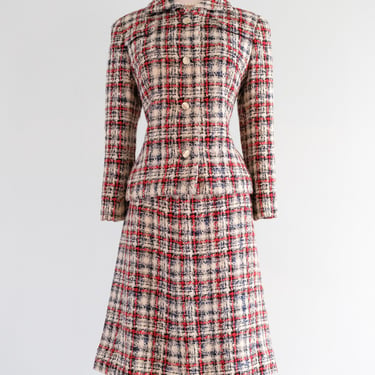 Vintage 1960's Chanel Inspired Linton Tweed Suit Set by Davidow  / M