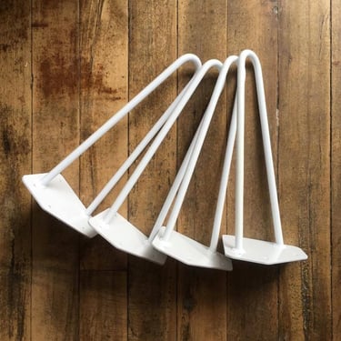 Set of 4 White Powder Coated Hairpin Legs | 4'' 6'' 8'' 10'' 12'' 14'' 16'' 18'' 20'' 27'' 28'' 29'' | Bench Table Legs 