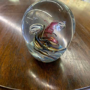 1991 Rebecca Stewart art glass paperweight 