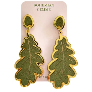 Sample Sale Leaf Statement Earrings-Olive Green