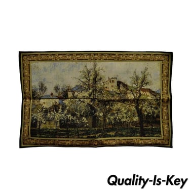 44" x 29" French Wall Hanging Tapestry Jacquard Impressionist Landscape Pissarro