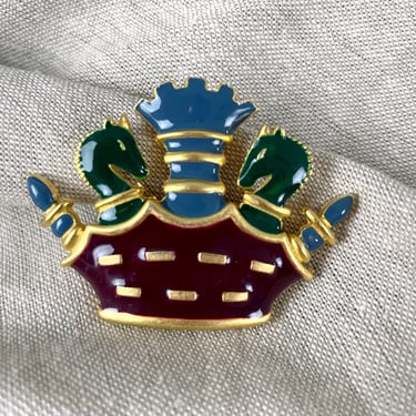 Chess rook, knight and pawn brooch M. Jent - 1980s vintage 