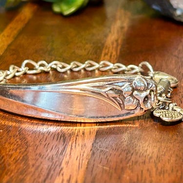 Handmade Spoon Bracelet Vintage Daffodil Silver Plated Vintage Retro Jewelry Gift 
