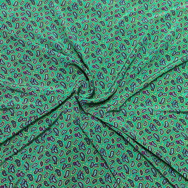 1980s Green Paisley Italian Silk XL Scarf 
