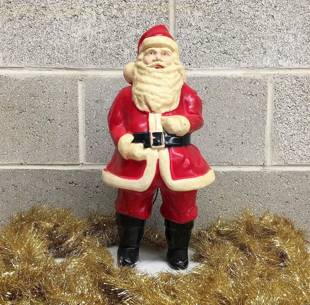 Vintage Santa Claus Blow Mold Retro 1950s Union Products + Mid