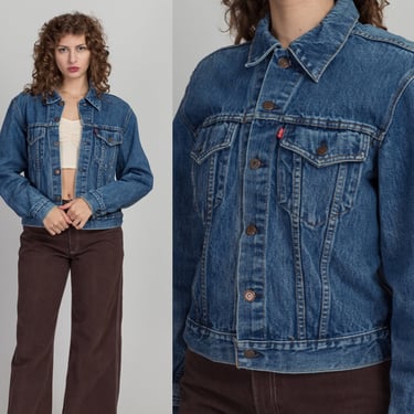 80s Levi's Cropped Jean Jacket - 42, Women's Medium to Large | Vintage Unisex Denim Trucker Jacket 