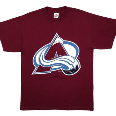 Vintage 90s Colorado Avalanche Hockey Peter Forsberg #21 NHL Player Graphic T-Shirt Size Medium/Large 