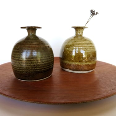 Pair of Vintage Studio Pottery Weed Pots, Mid Century Modern Hand Thrown Pottery Vases 