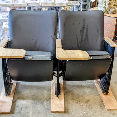 Reupholstered Antique Theater Seat Duo