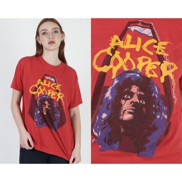 Vintage 1986 Alice Cooper Tee, 80'sThe Nightmare Returns Tour T Shirt, Soft And Thin Double Sided XL 