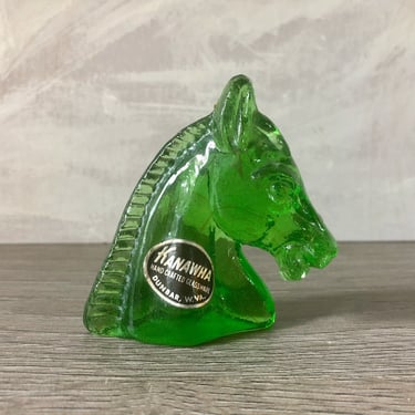 Vintage Green Glass Kanawha Glass horse head 
