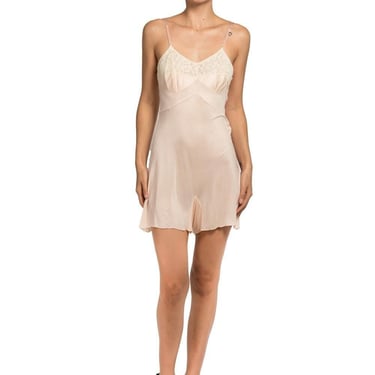 1930S Blush Pink Jersey Romper Slip With Lace Trim 