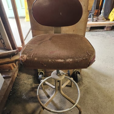 Mid Century Drafting Chair As is 17.5 x 38.75 x 18.5