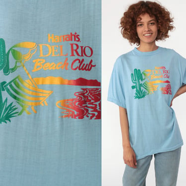 Harrah's Del Rio Shirt Beach Club Cactus 80s Southwest T Shirt Laughlin Nevada Southwestern Graphic Tshirt Vintage Saguaro Medium Large 