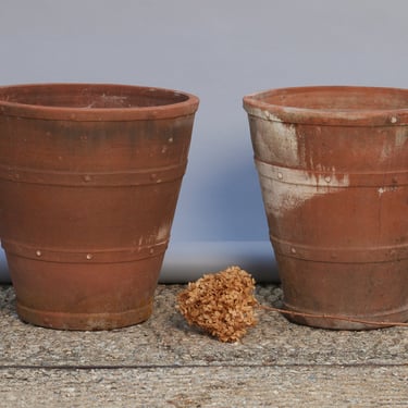 Pair of Large 3 Banded Terra Cotta Pots from Sumba