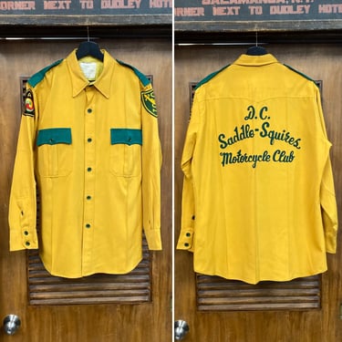 Vintage 1950’s Original “Saddle Squires” AMA Motorcycle MC Club Embroidered Rockabilly Shirt, 50’s Vintage Clothing 