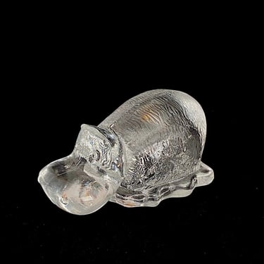 Vintage Glass Hippopotamus Hippo Glass Figurine Paperweight Glass Sculpture 