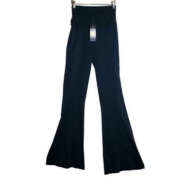 215.00 Dollar European Culture Pantalone Donna Stretch Wide Leg High Waist Pants Navy S 
