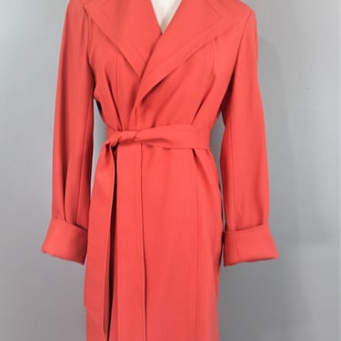 Orange - Wool Gaberdine - Open Blazer - Trench Style - by Don Caster - Marked size 6 