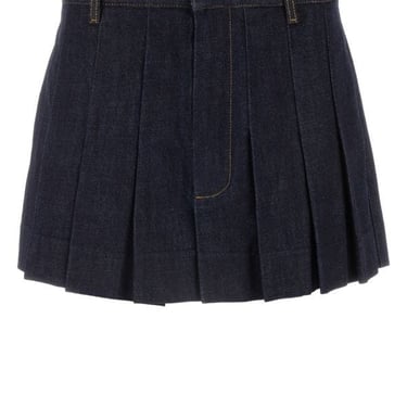 Bottega Veneta Woman Dark Blue Denim Mini Skirt