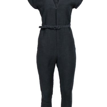Rachel Comey - Black Textured Short Sleeve Jumpsuit w/ Belt Sz S
