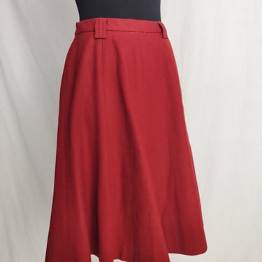 Vintage 40s 50s Rust Wool Skirt // High Waisted Flare 26" Waist 