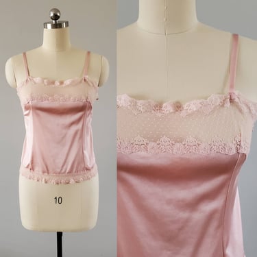 1970&#39;s Camisole with Lace Trim 70&#39;s Lingerie 70s Slips Women&#39;s Vintage Size Large 