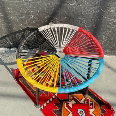 Modern Contemporary Multicolor Woven Wire Chair / Side Table