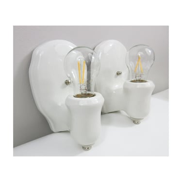 Refurbished P & S Alabax Art Deco Wall Sconces for Bath - Pair - 1930's - Creamy White - Rewired for Hard Wire Use 
