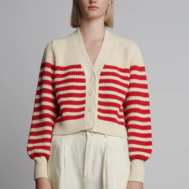 isla Cardigan - Ivory/Rosso