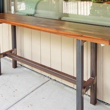 Outdoor Mango Wood Console Table W/ Metal Base