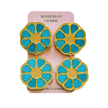 Sample Sale Deep Turquoise Fall Flower Earrings