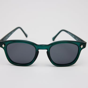 QMC Customized Safety Glasses, Green Frames and Grey Lenses 