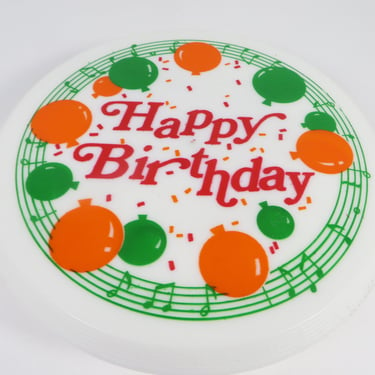 Vintage Happy Birthday Musical Revolving Cake Plate Pedestal Stand 