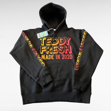 Teddy Fresh Made in 2020 Hoodie NWT Black Medium Sweatshirt Logo Pullover 
