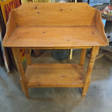 Antique Wooden Side Table, 30.25 X 14.5 X 36.5