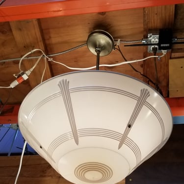 Art Deco Plastic Shade Ceiling Light with Long Fitter