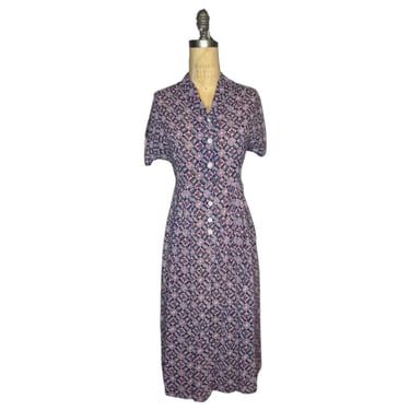 1940s rayon print dress 