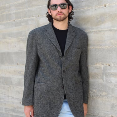 Vintage Caramelo Gray Tweed Blazer, 44R US Men, three button, wool blend 
