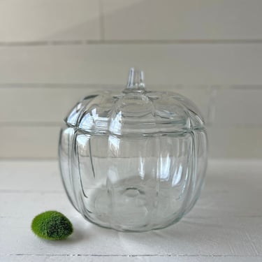 Vintage Clear Anchor Hocking Pumpkin Jar // Pumpkin Candy Jar, Pumpkin Decoration // Perfect Gift 
