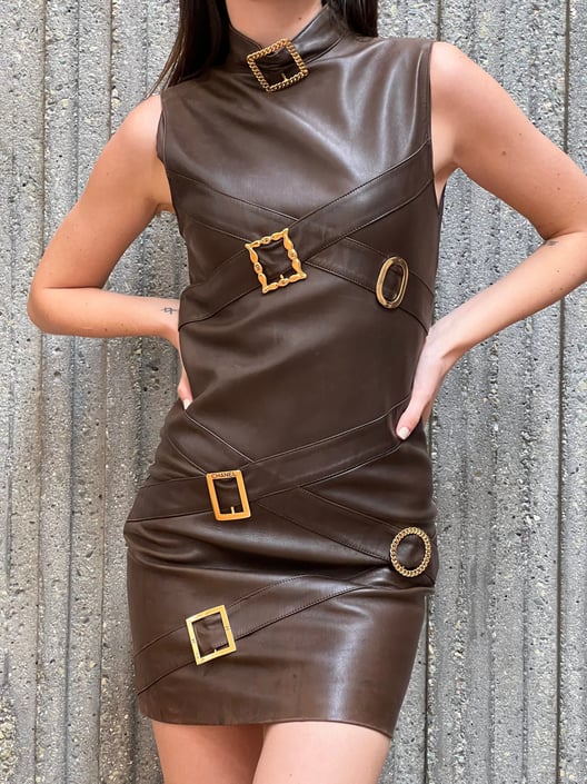 chanel leather dress