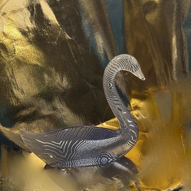 wonderful Large Lucite Swan Sculpture Design by Abraham Palanik in The Best Condition 7" H 7 1/2" L 