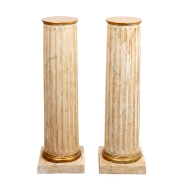Pair of Faux Marble Pedestals