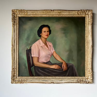 Gilbert Banever (1913-2003) Oil Woman Portrait Painting, Frame 