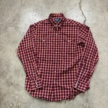 Polo Ralph Lauren ‘Classic Western’ Shadow Plaid Cotton Snap Button Shirt Men’s Medium 